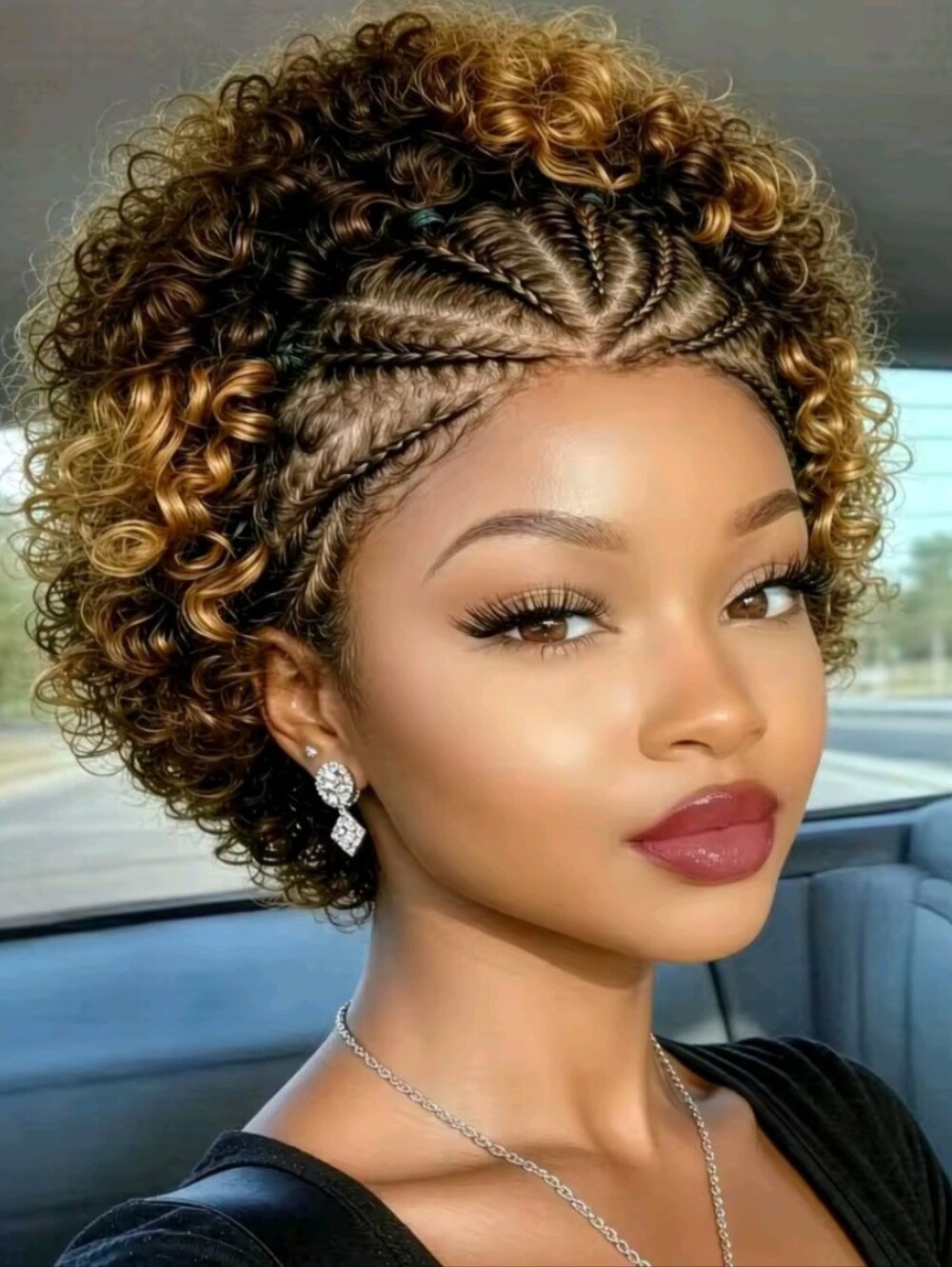 Women's Afro Curly Wigs Colorful Human Hair 8" Inch
